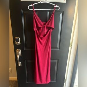 Casual wine red maxi dress.